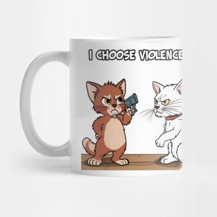 I Choose Violence, Two Cats Comic Style Mug